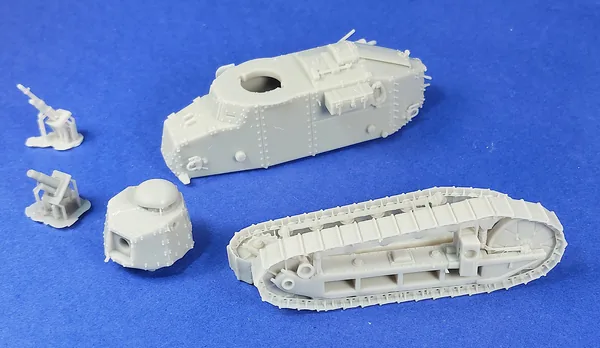 Pièces du kit résine Renault FT